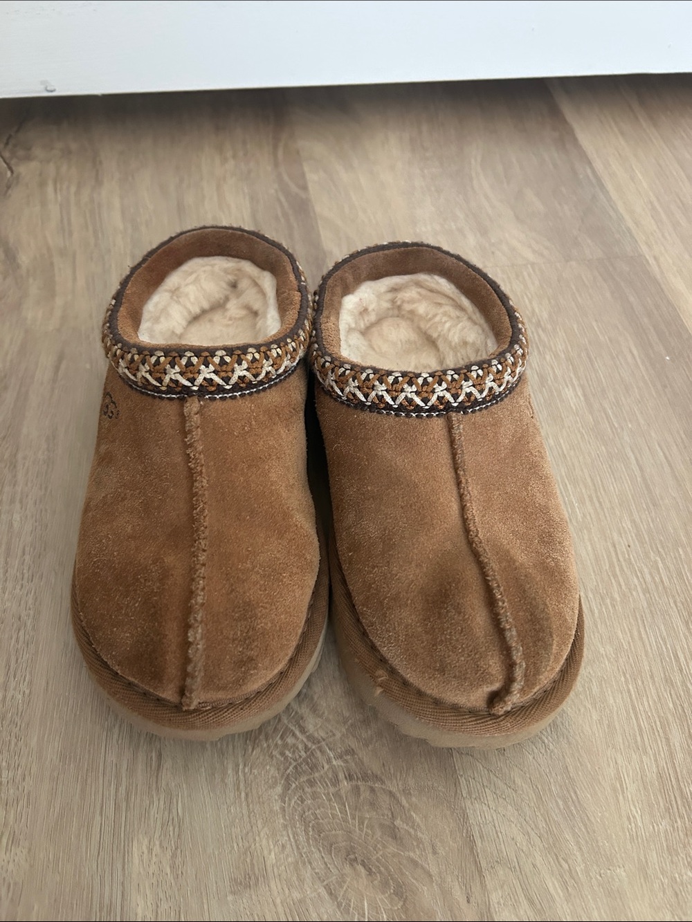 UGG Kids Brown Suede Slip-On Shearling Lined Shoes